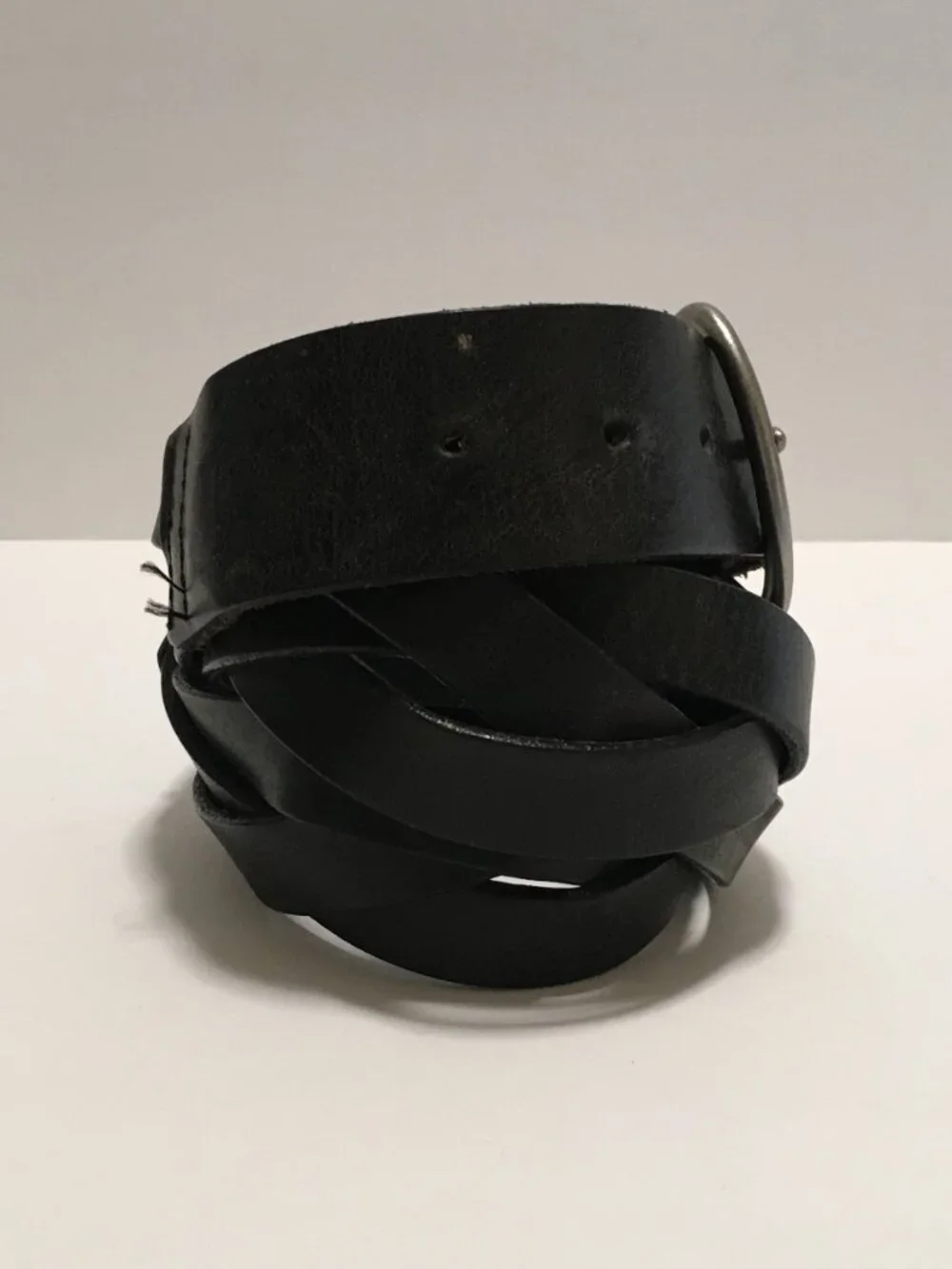 Vintage Gap Jeans 1969 Genuine Leather Belt Black USA Made Brass Buckle Size M